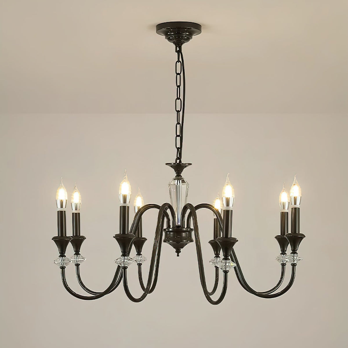 Lustra Chandelier Noir & Cristal Candelabre - Neutralighting