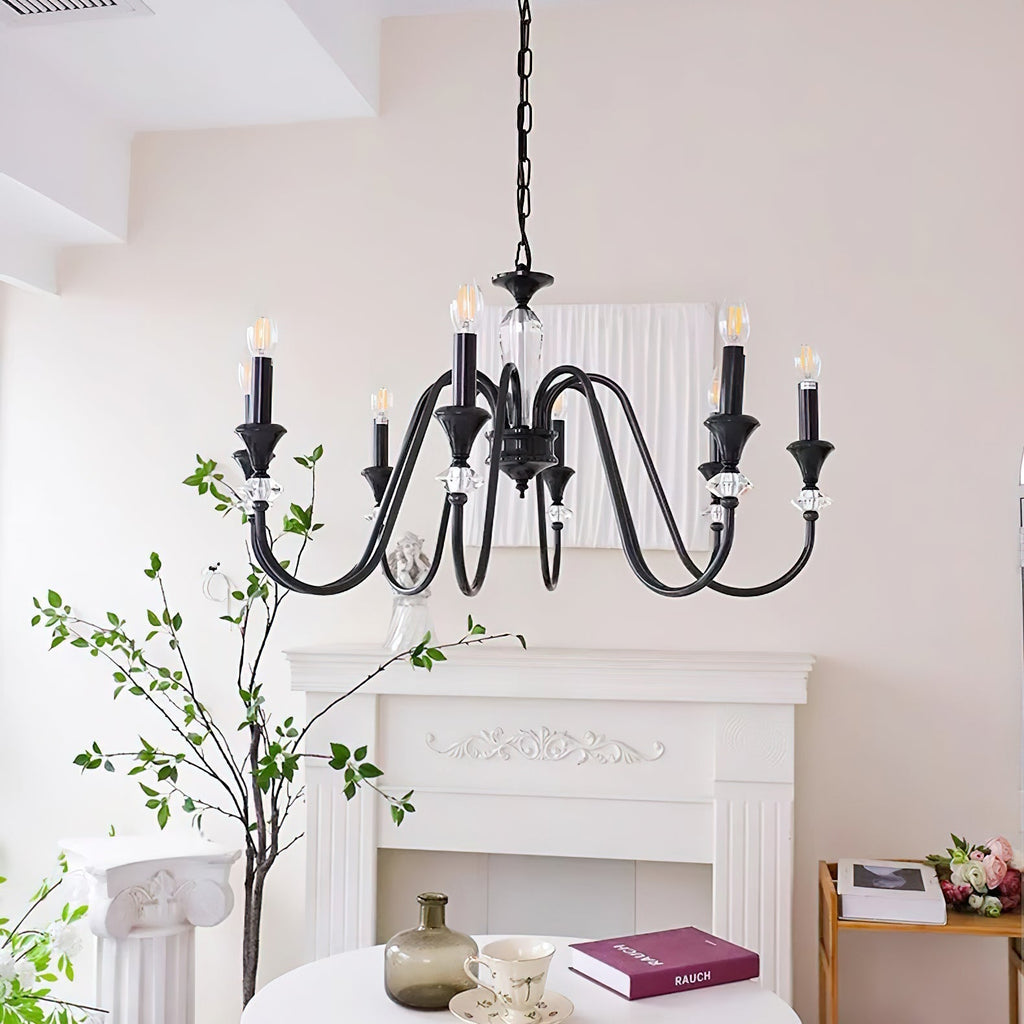 Lustra Chandelier Noir & Cristal Candelabre - Neutralighting