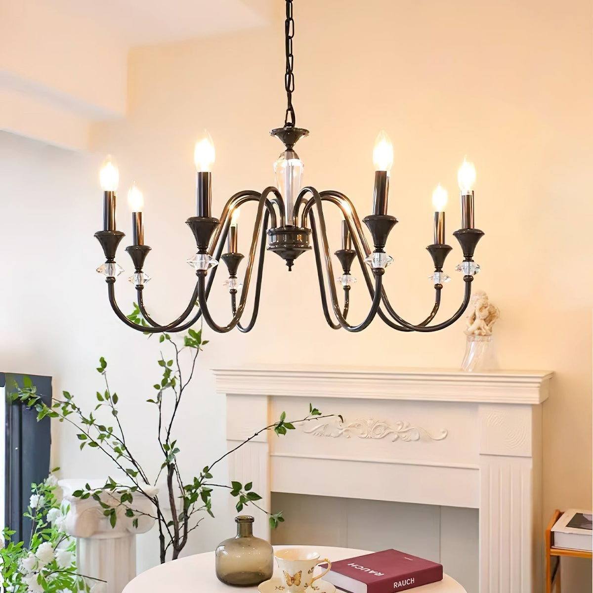 Lustra Chandelier Noir & Cristal Candelabre - Neutralighting