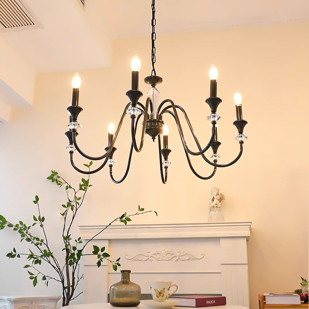 Lustra Chandelier Noir & Cristal Candelabre - Neutralighting