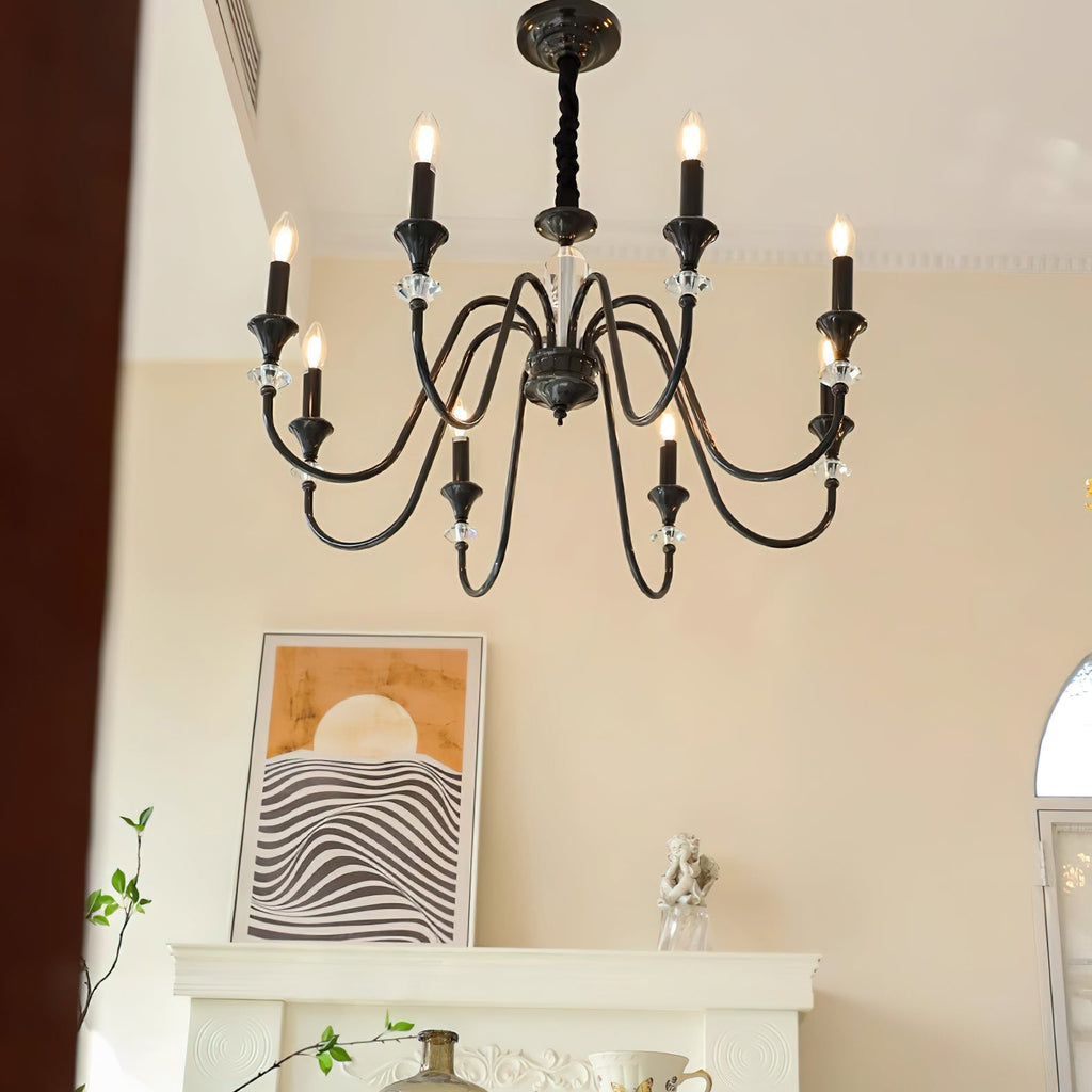 Lustra Chandelier Noir & Cristal Candelabre - Neutralighting