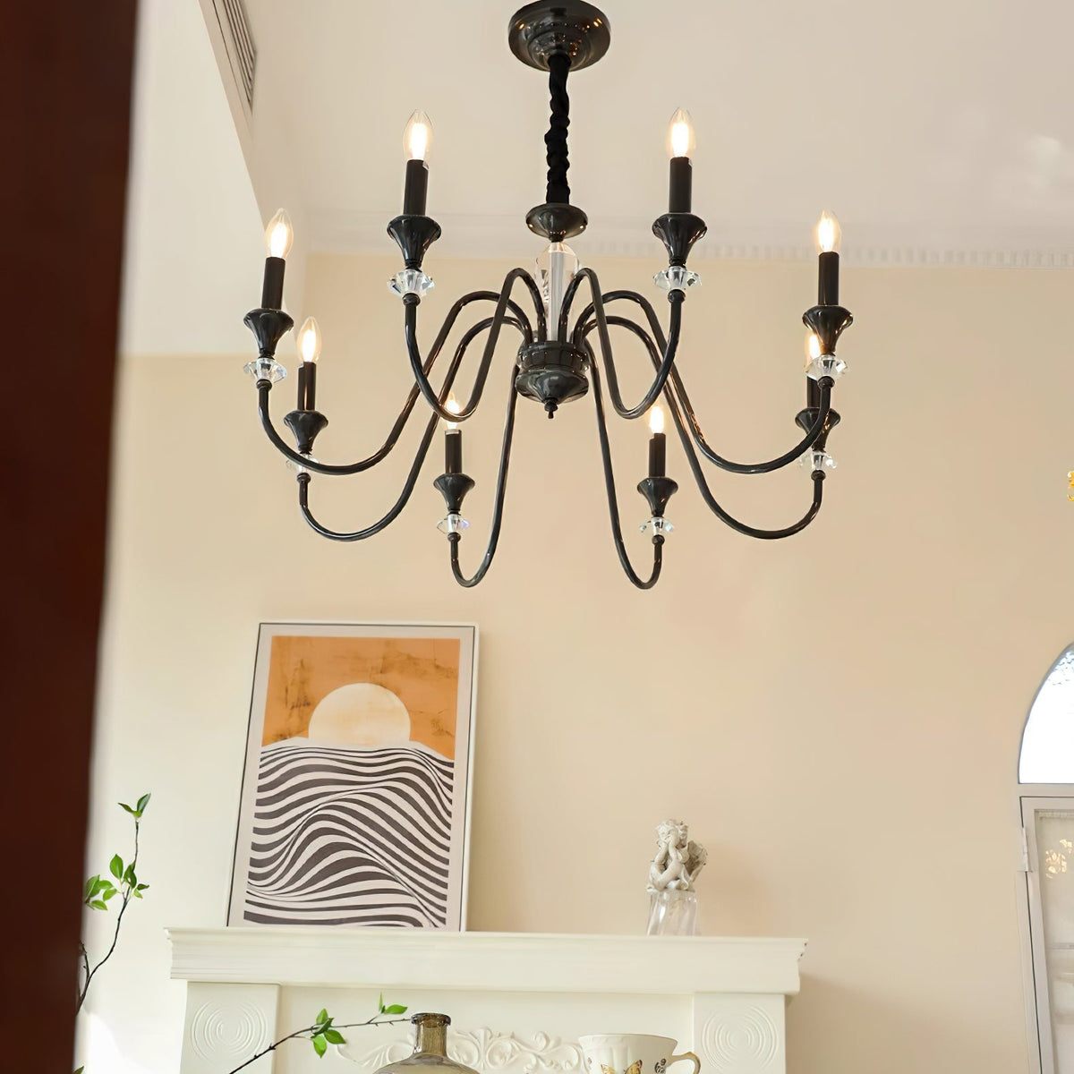 Lustra Chandelier Noir & Cristal Candelabre - Neutralighting