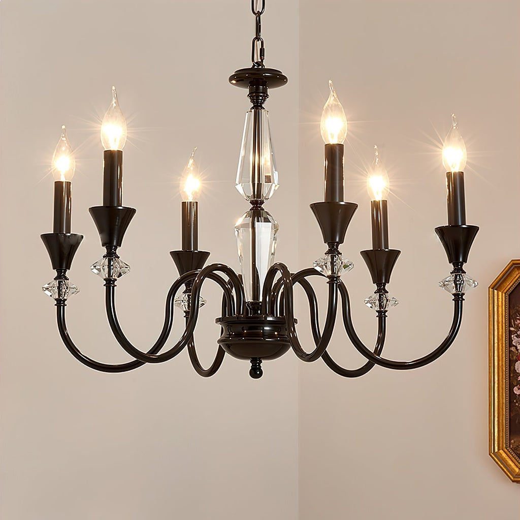 Lustra Chandelier Noir & Cristal Candelabre - Neutralighting