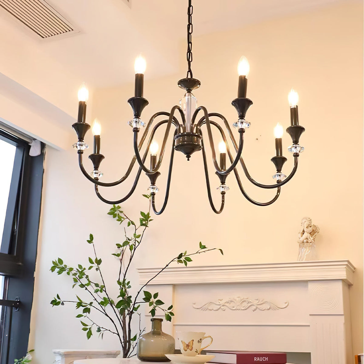 Lustra Chandelier Noir & Cristal Candelabre - Neutralighting