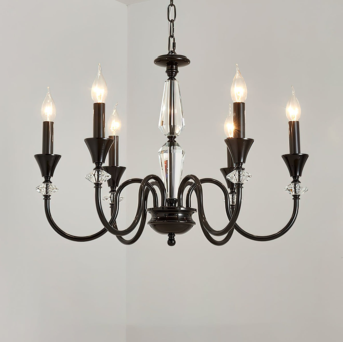 Lustra Chandelier Noir & Cristal Candelabre - Neutralighting
