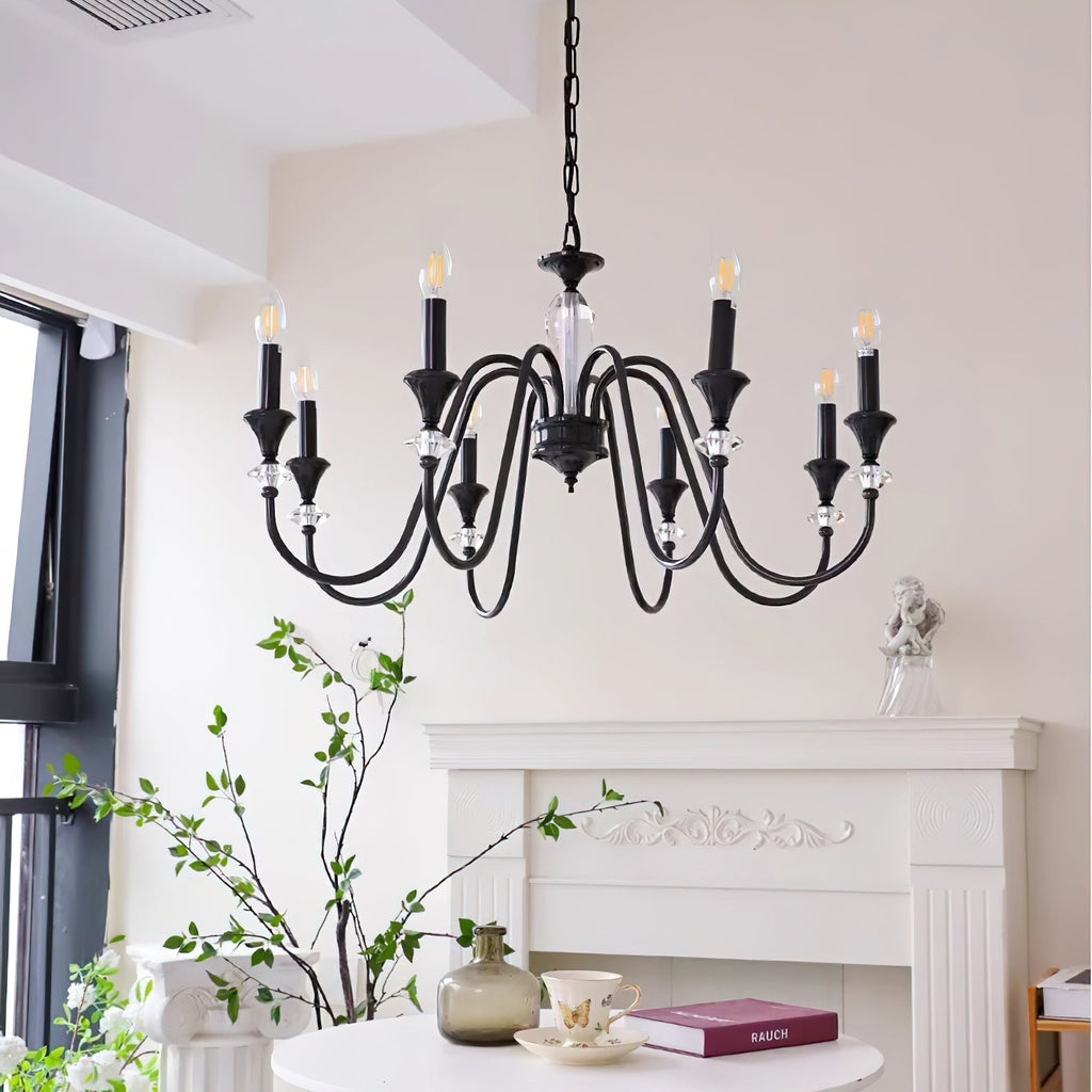 Lustra Chandelier Noir & Cristal Candelabre - Neutralighting