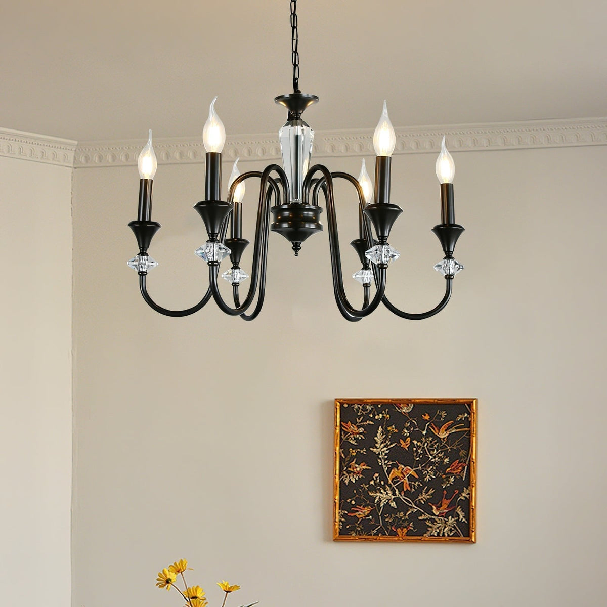 Lustra Chandelier Noir & Cristal Candelabre - Neutralighting