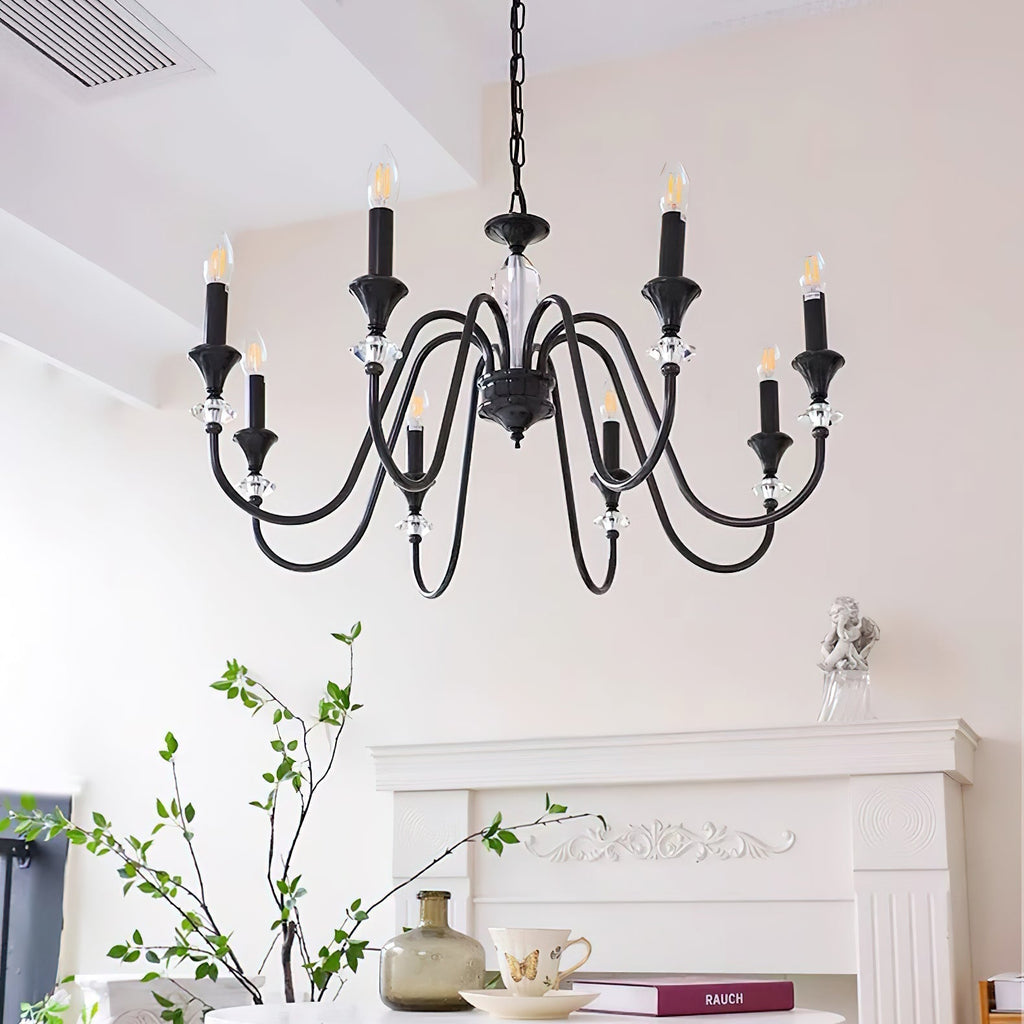 Lustra Chandelier Noir & Cristal Candelabre - Neutralighting