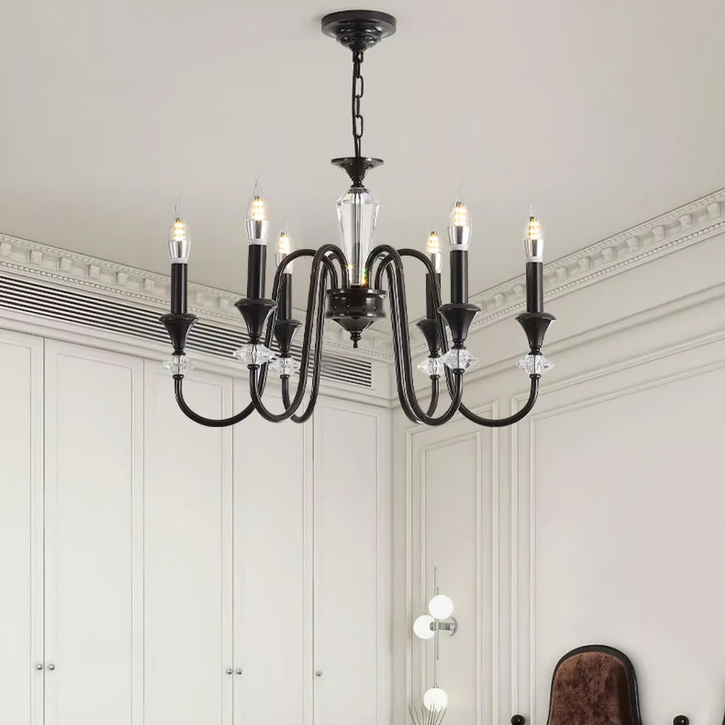 Lustra Chandelier Noir & Cristal Candelabre - Neutralighting