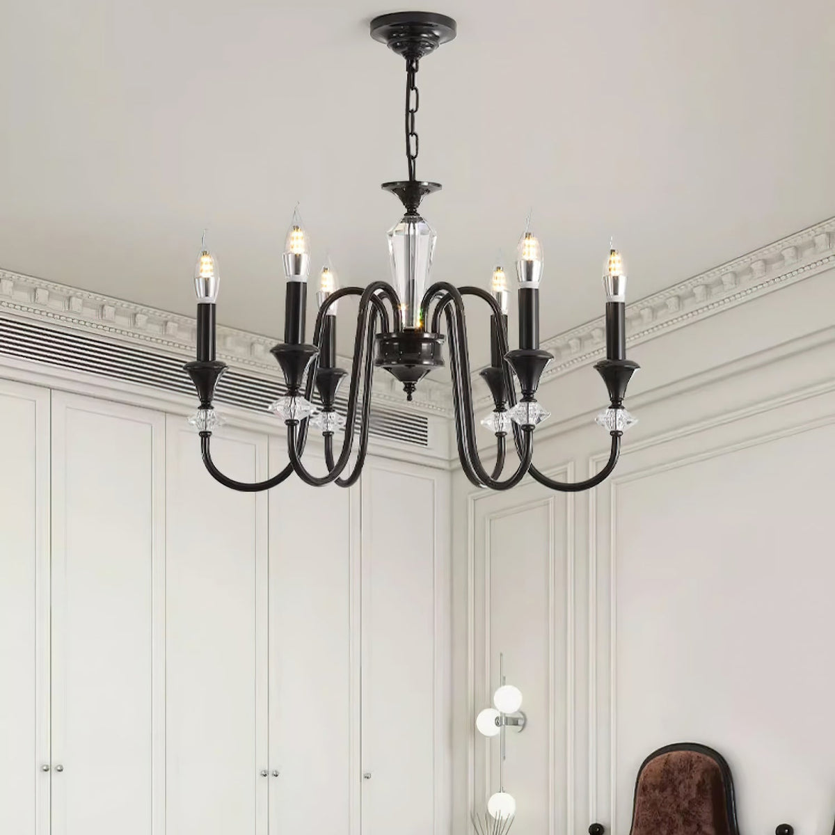 Lustra Chandelier Noir & Cristal Candelabre - Neutralighting