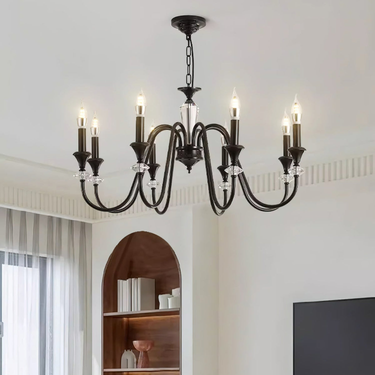 Lustra Chandelier Noir & Cristal Candelabre - Neutralighting