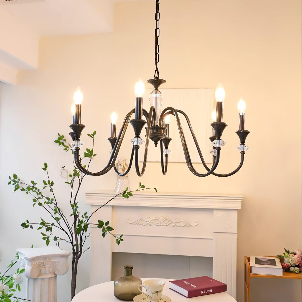 Lustra Chandelier Noir & Cristal Candelabre - Neutralighting