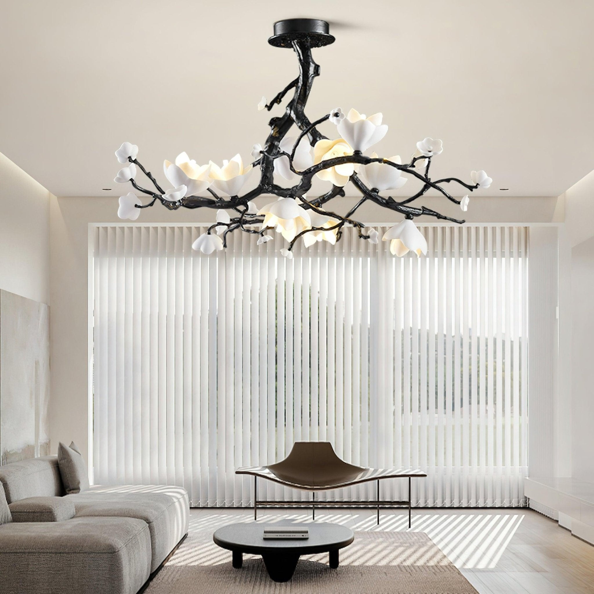 Lustra Suspension Lampe Arbre Noir et Cuivre avec Fruits Sauvages - Neutralighting
