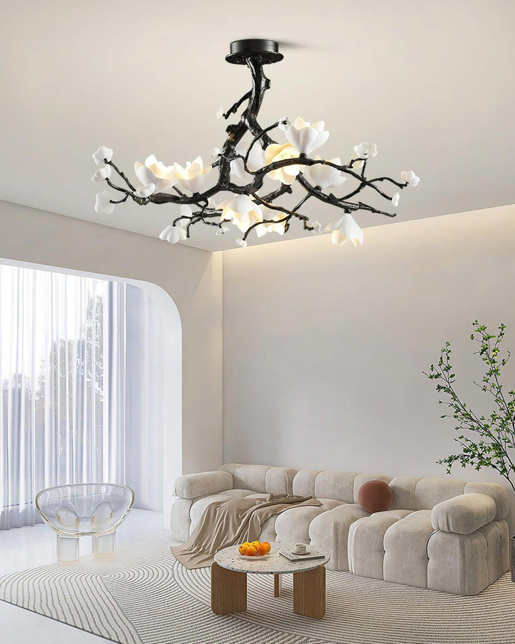 Lustra Suspension Lampe Arbre Noir et Cuivre avec Fruits Sauvages - Neutralighting