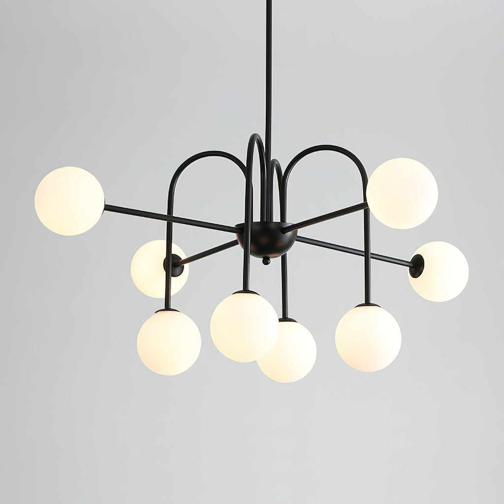 Virelli Lustre Arches Noires Globes en Verre Minimaliste - Neutralighting