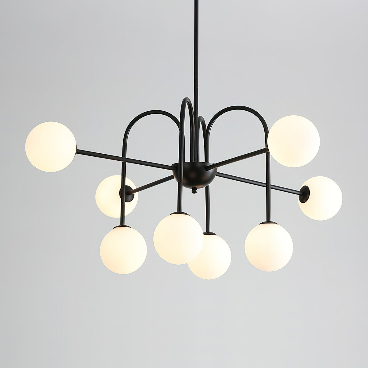 Virelli Lustre Arches Noires Globes en Verre Minimaliste - Neutralighting
