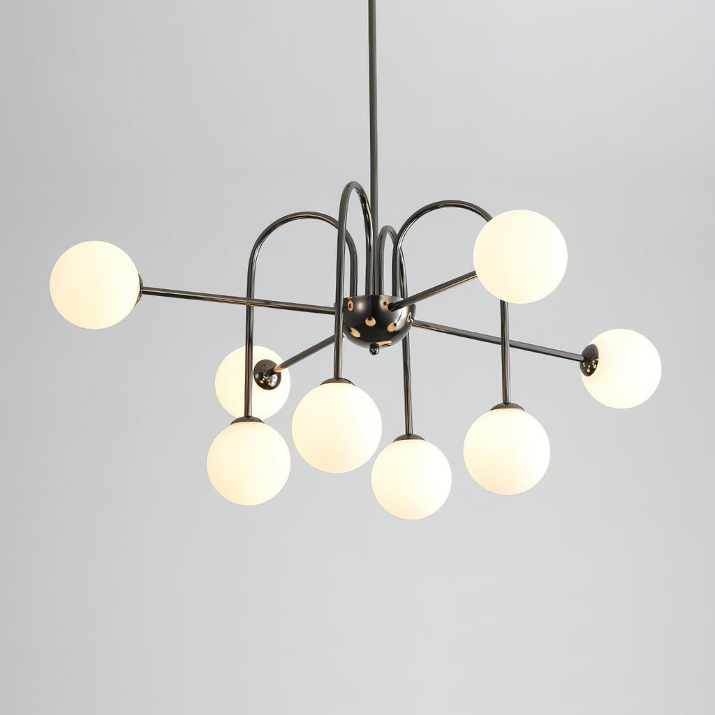 Virelli Lustre Arches Noires Globes en Verre Minimaliste - Neutralighting
