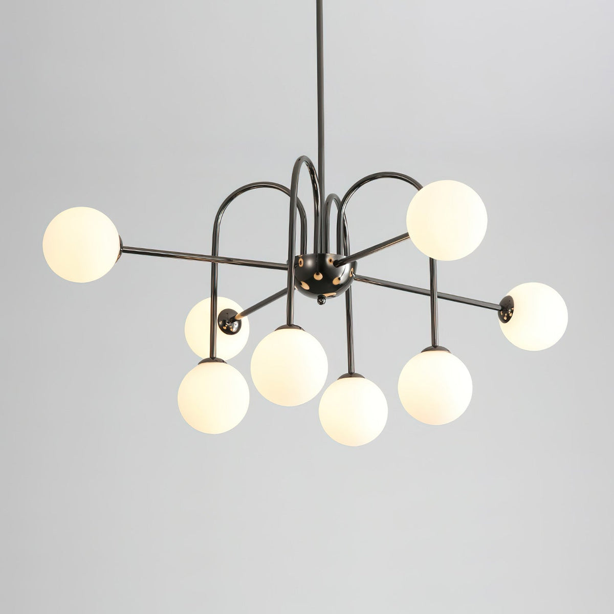 Virelli Lustre Arches Noires Globes en Verre Minimaliste - Neutralighting