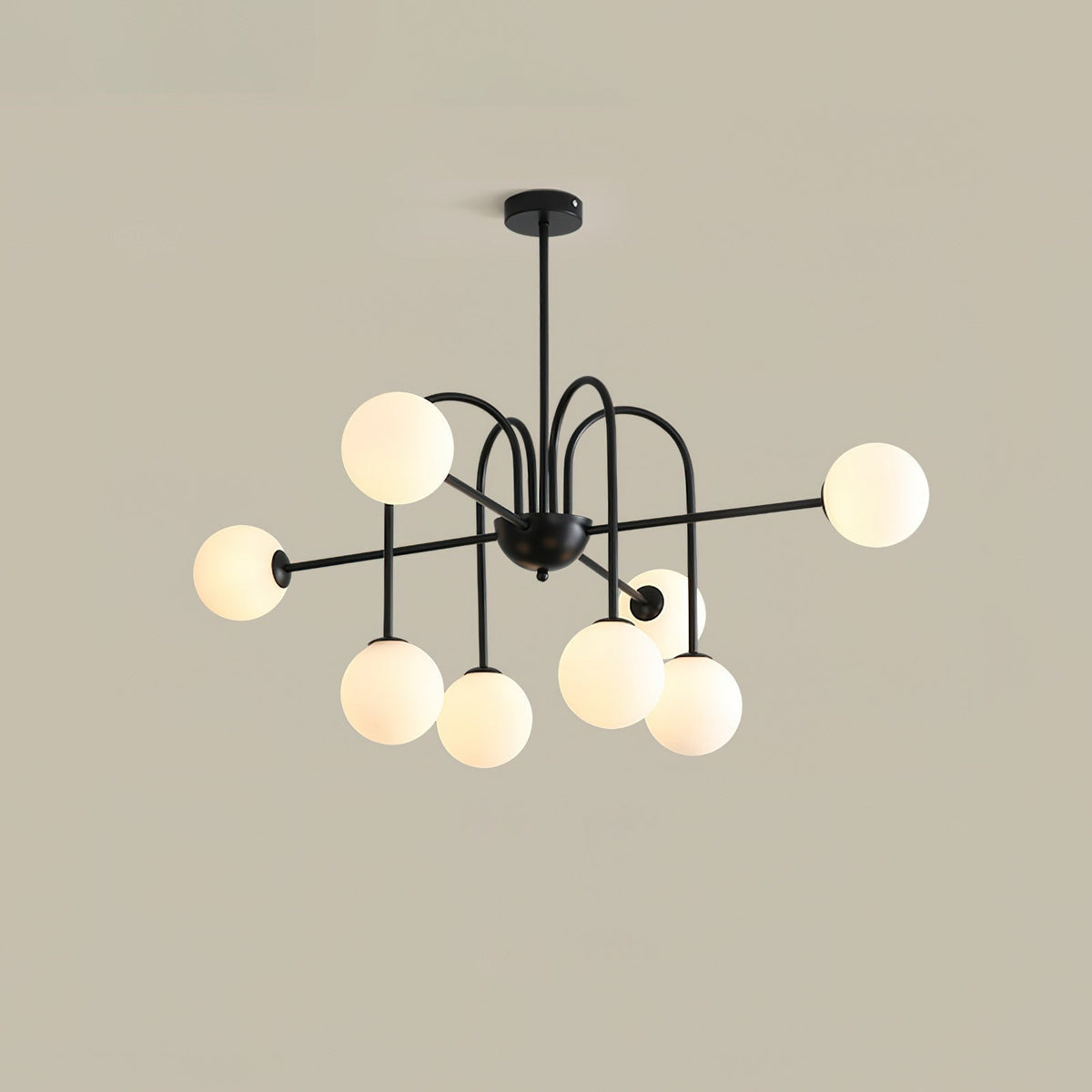 Virelli Lustre Arches Noires Globes en Verre Minimaliste - Neutralighting