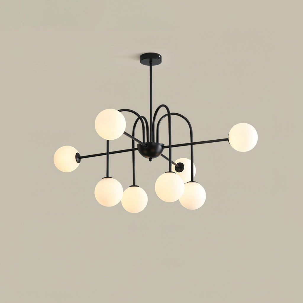 Virelli Lustre Arches Noires Globes en Verre Minimaliste - Neutralighting