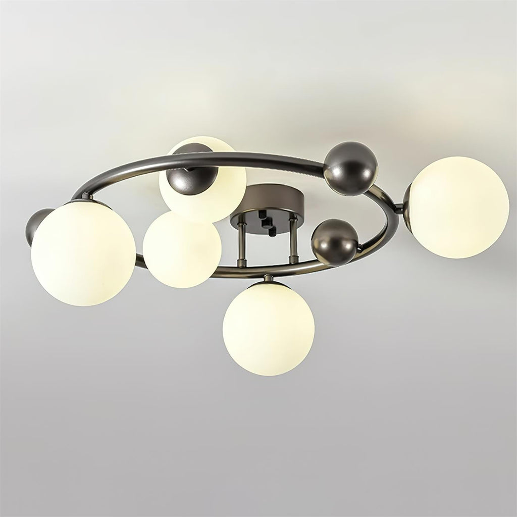 Keden Plafonnier Noir avec Abat-jour en Verre Dépoli Orbital - Neutralighting
