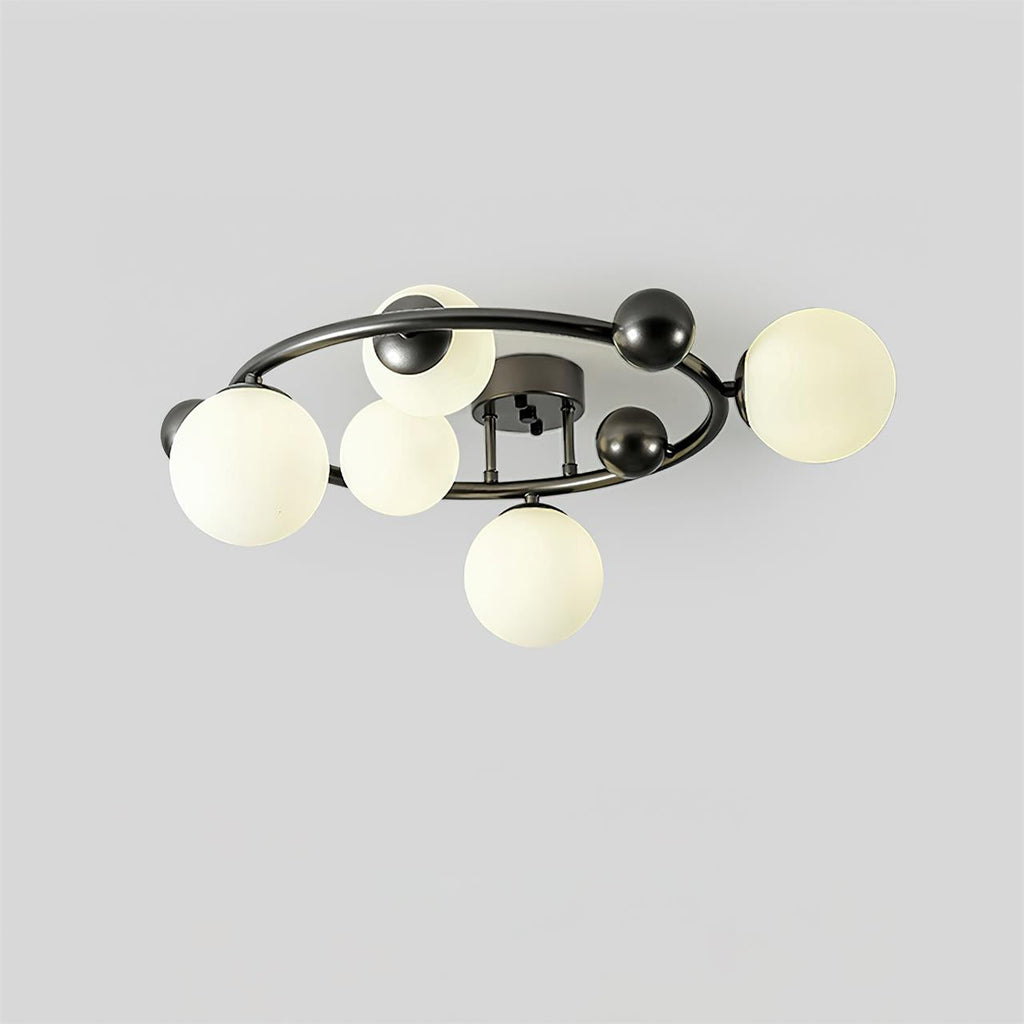 Keden Plafonnier Noir avec Abat-jour en Verre Dépoli Orbital - Neutralighting