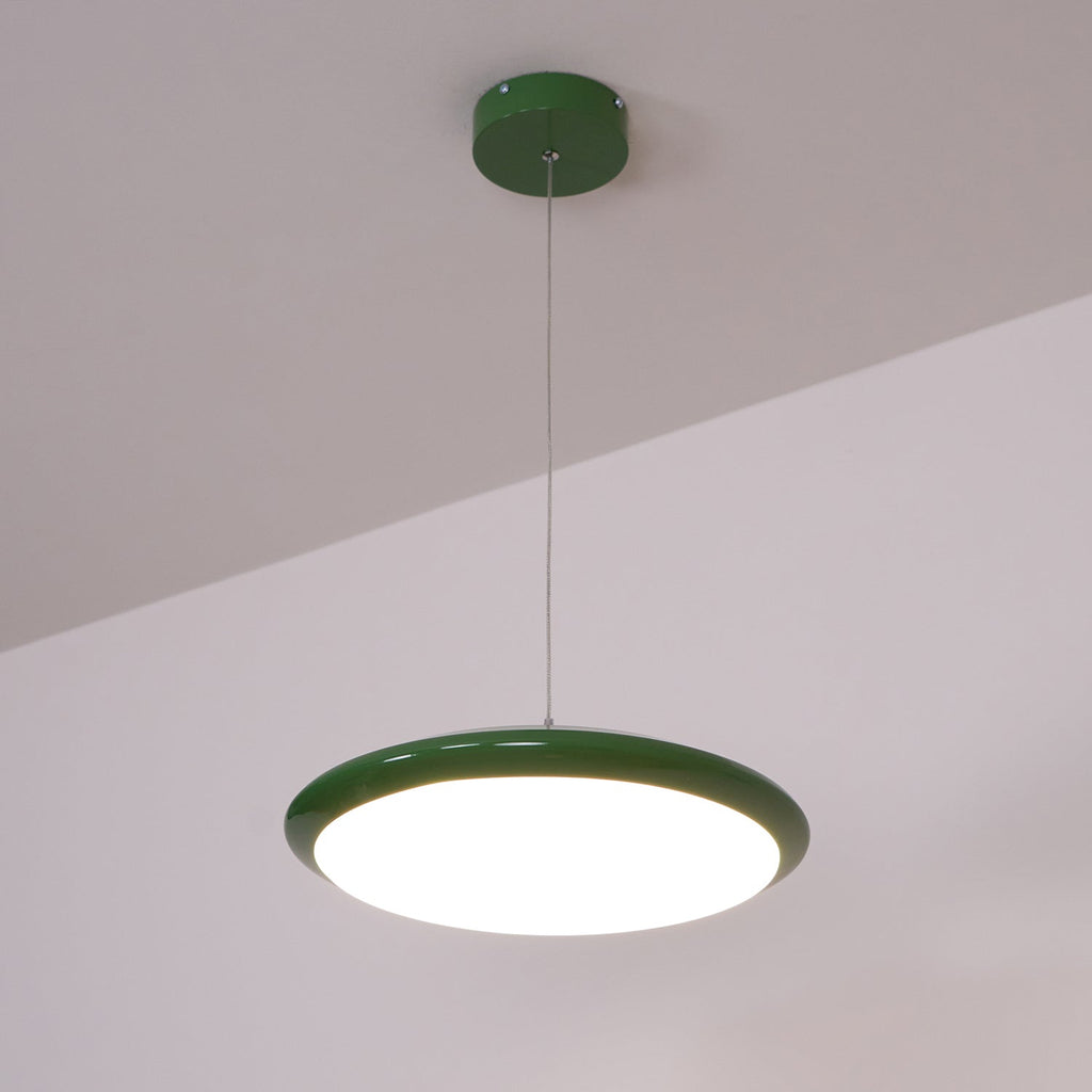 Lustra Lampe Pendante Disque Acrylique Blanc Bord Vert Rouge Audacieux - Neutralighting