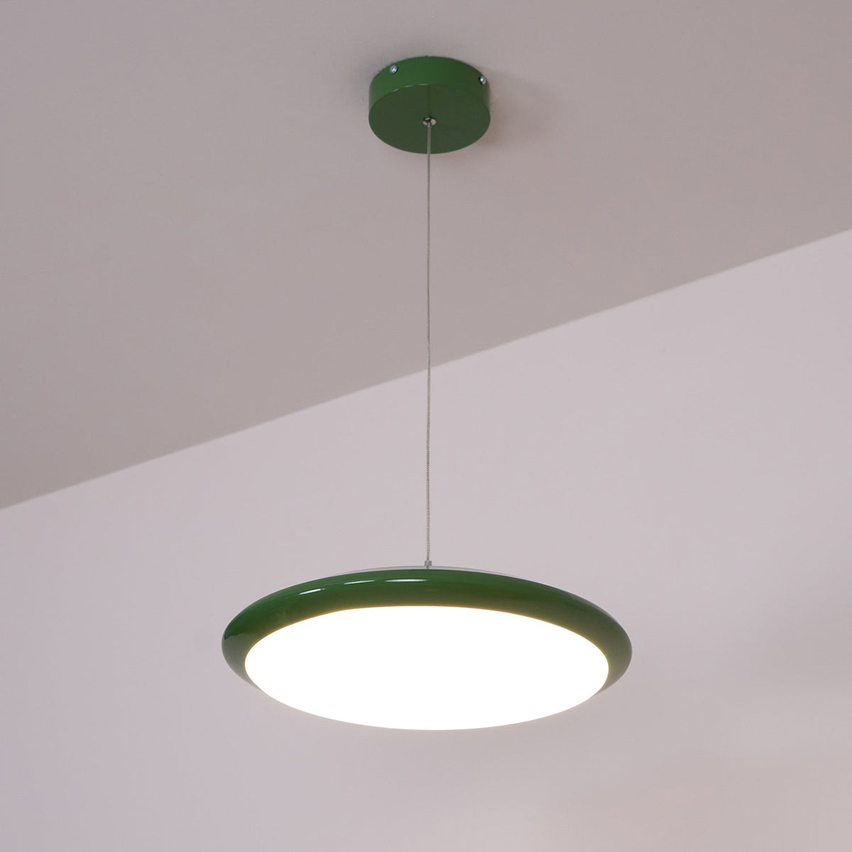 Lustra Lampe Pendante Disque Acrylique Blanc Bord Vert Rouge Audacieux - Neutralighting