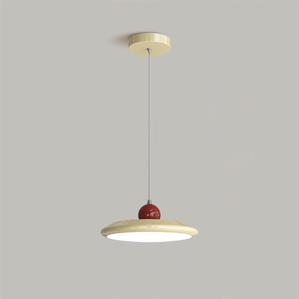 Lustra Lampe Pendante Disque Acrylique Blanc Bord Vert Rouge Audacieux - Neutralighting