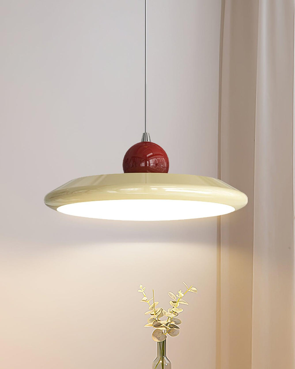 Lustra Lampe Pendante Disque Acrylique Blanc Bord Vert Rouge Audacieux - Neutralighting