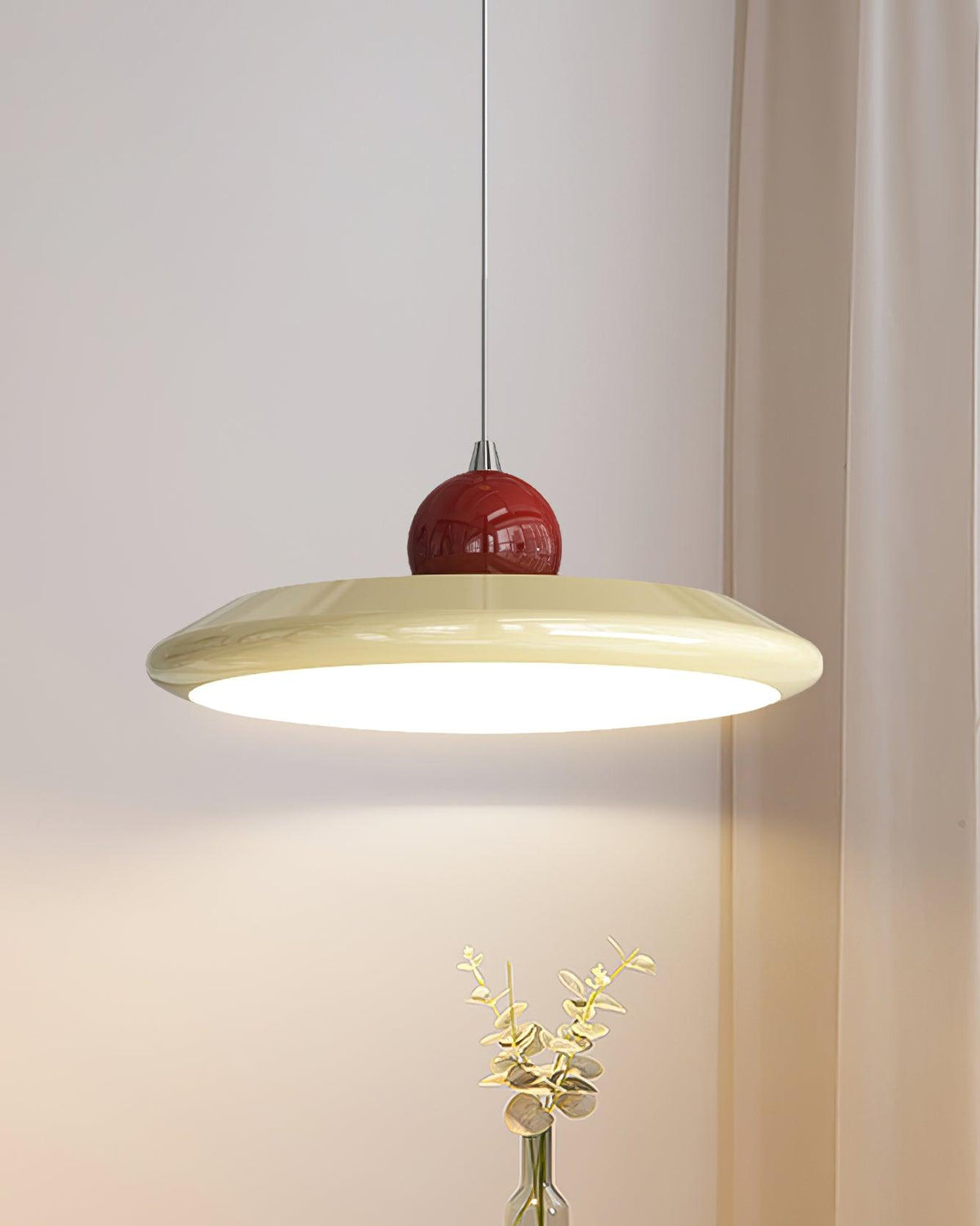 Lustra Lampe Pendante Disque Acrylique Blanc Bord Vert Rouge Audacieux - Neutralighting
