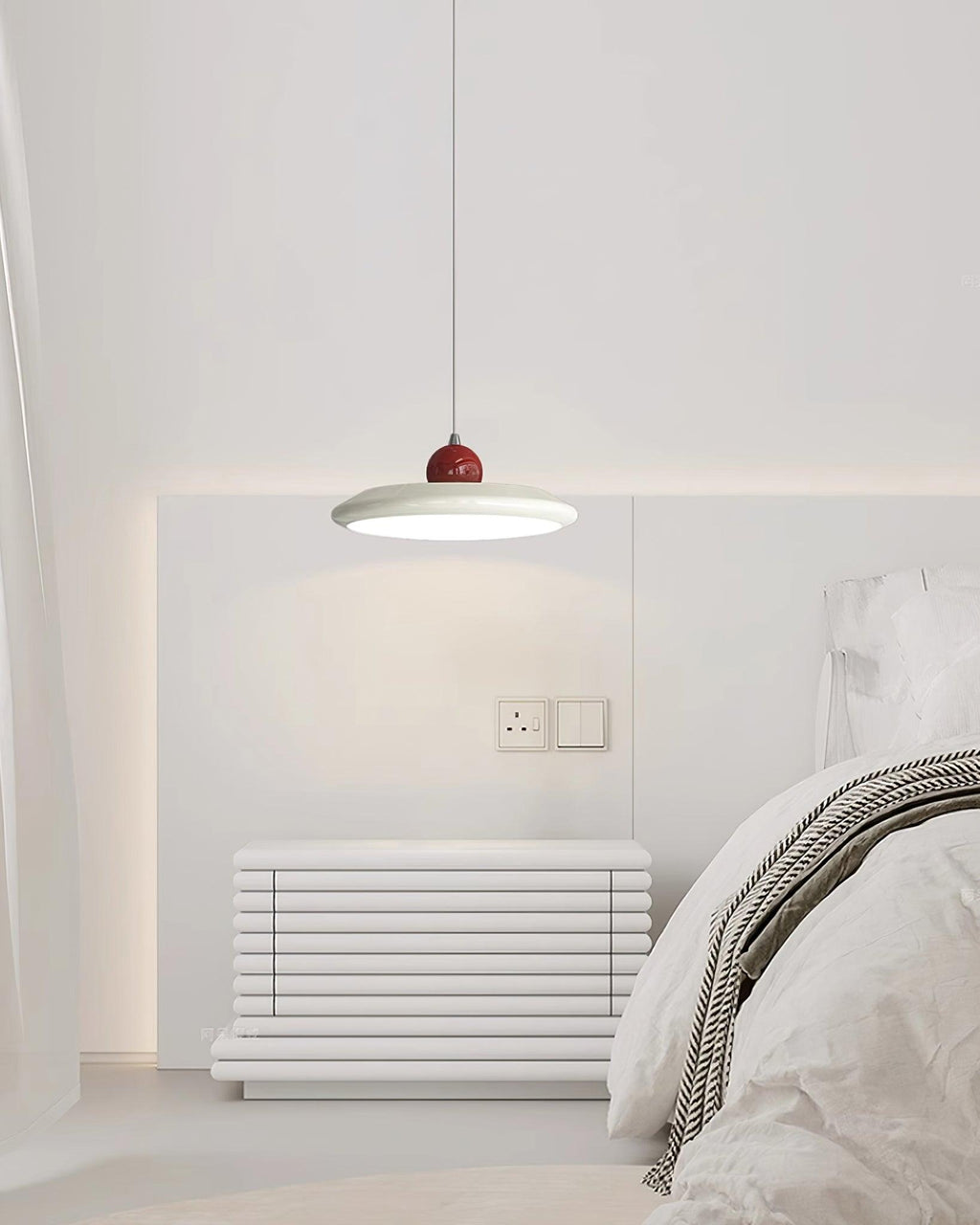 Lustra Lampe Pendante Disque Acrylique Blanc Bord Vert Rouge Audacieux - Neutralighting