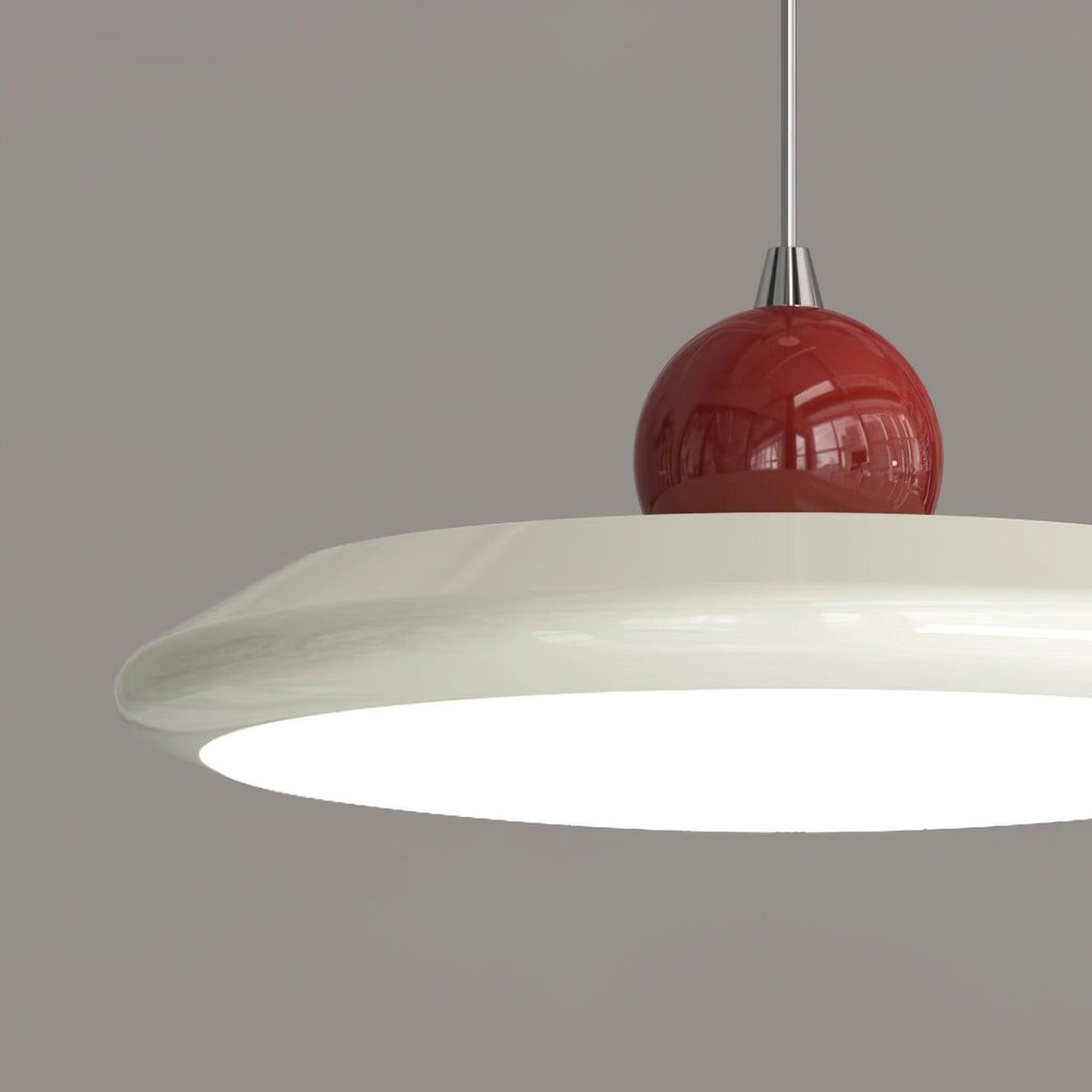 Lustra Lampe Pendante Disque Acrylique Blanc Bord Vert Rouge Audacieux - Neutralighting