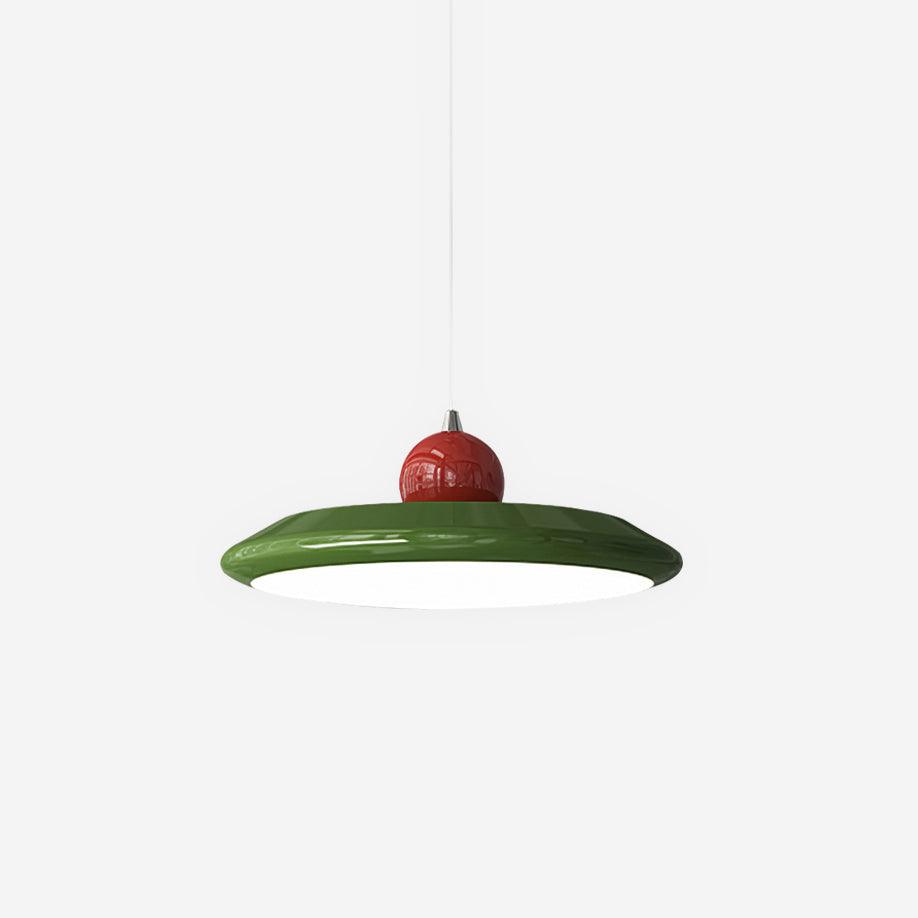 Lustra Lampe Pendante Disque Acrylique Blanc Bord Vert Rouge Audacieux - Neutralighting