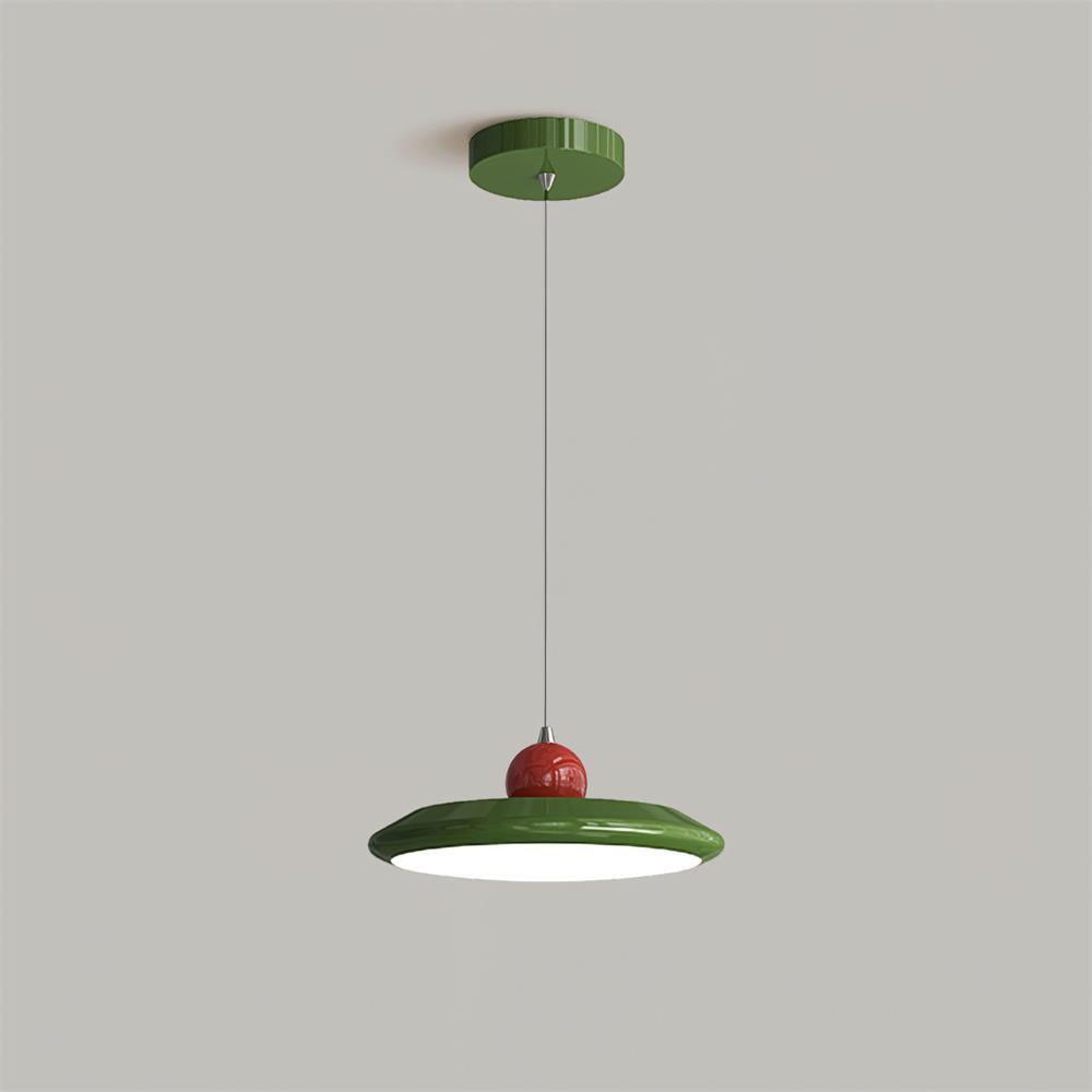 Lustra Lampe Pendante Disque Acrylique Blanc Bord Vert Rouge Audacieux - Neutralighting