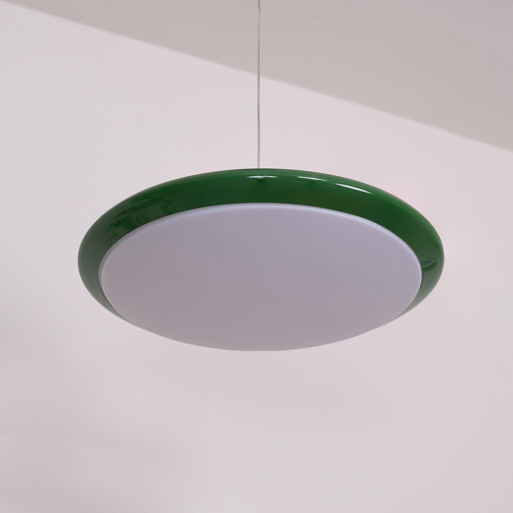 Lustra Lampe Pendante Disque Acrylique Blanc Bord Vert Rouge Audacieux - Neutralighting