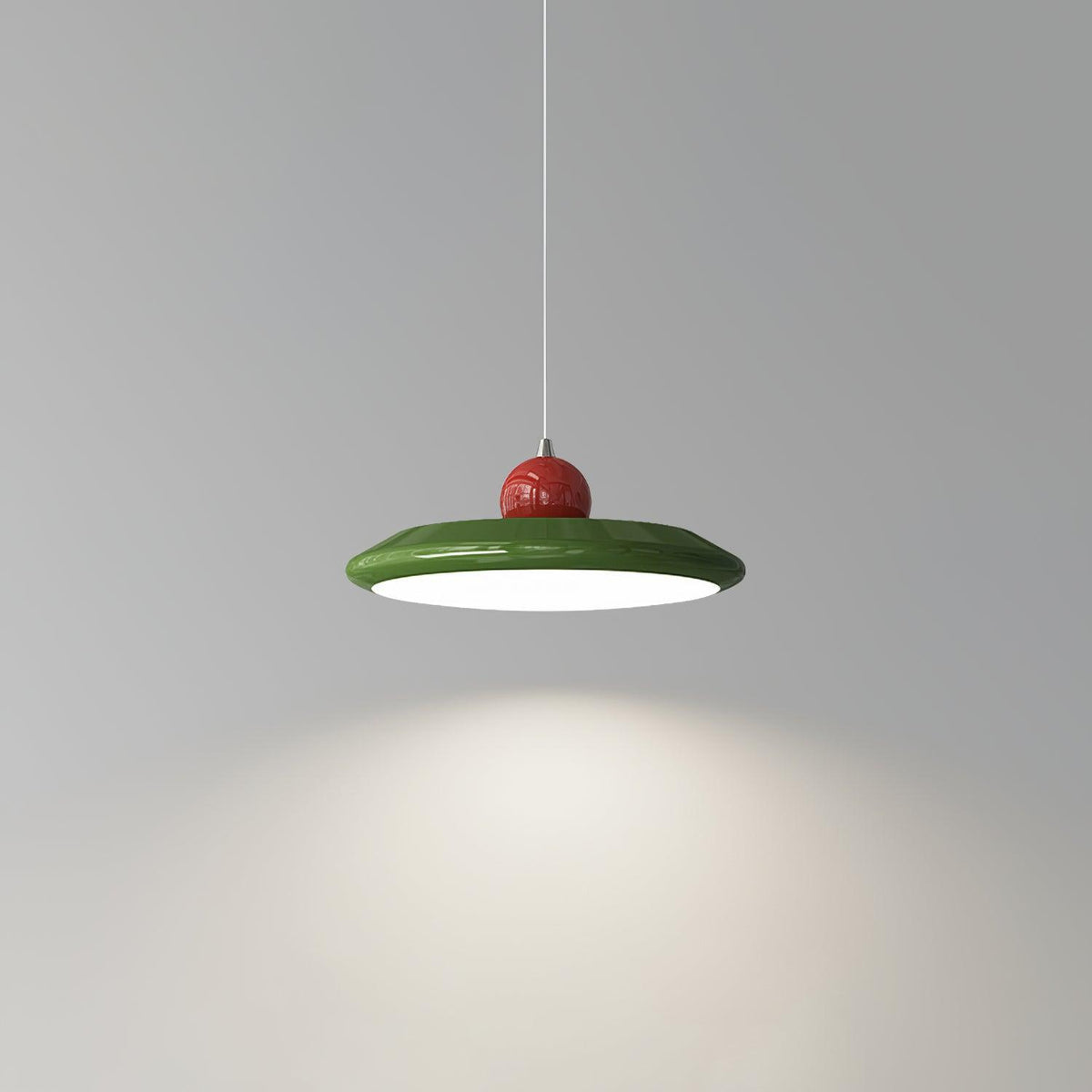 Lustra Lampe Pendante Disque Acrylique Blanc Bord Vert Rouge Audacieux - Neutralighting