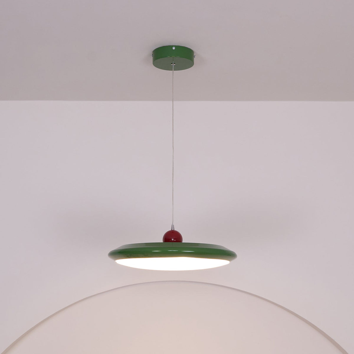 Lustra Lampe Pendante Disque Acrylique Blanc Bord Vert Rouge Audacieux - Neutralighting