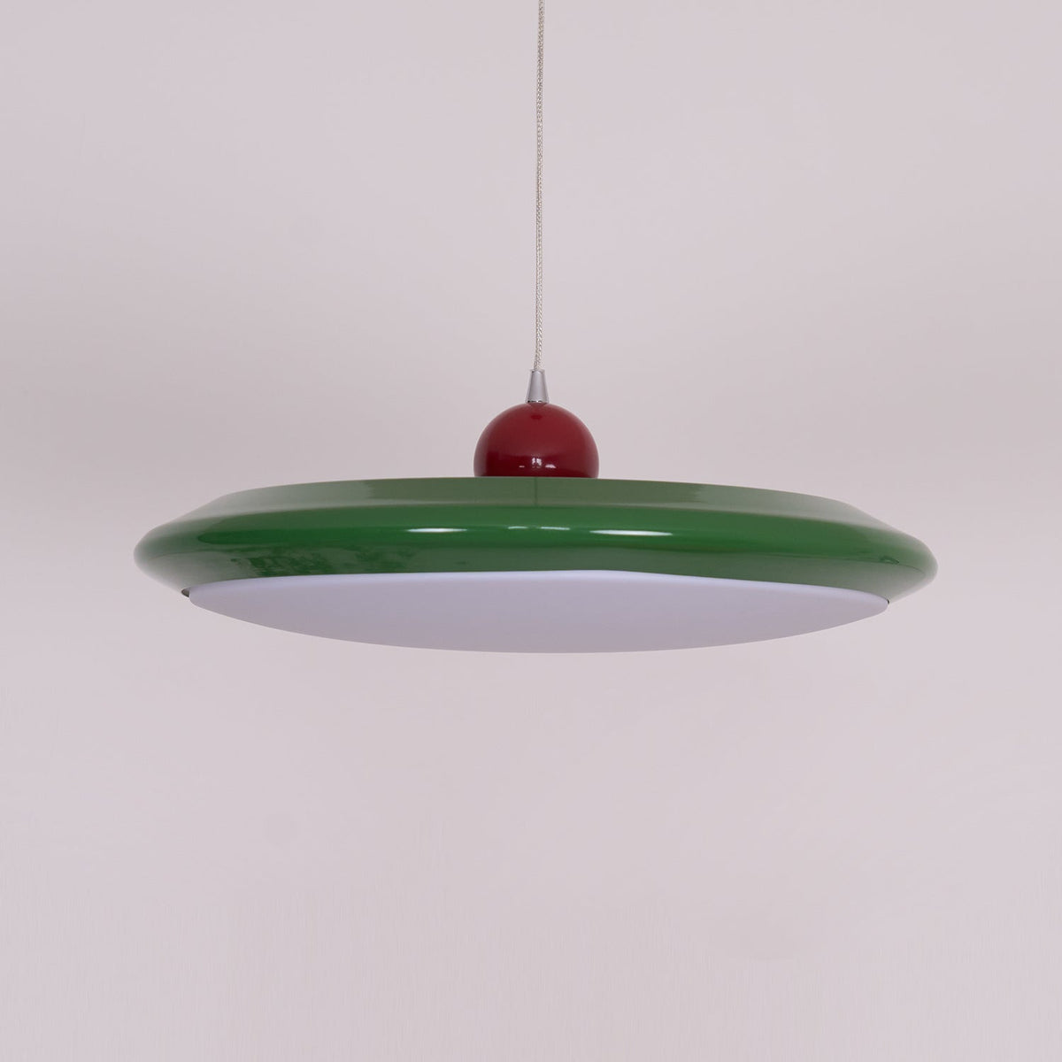 Lustra Lampe Pendante Disque Acrylique Blanc Bord Vert Rouge Audacieux - Neutralighting