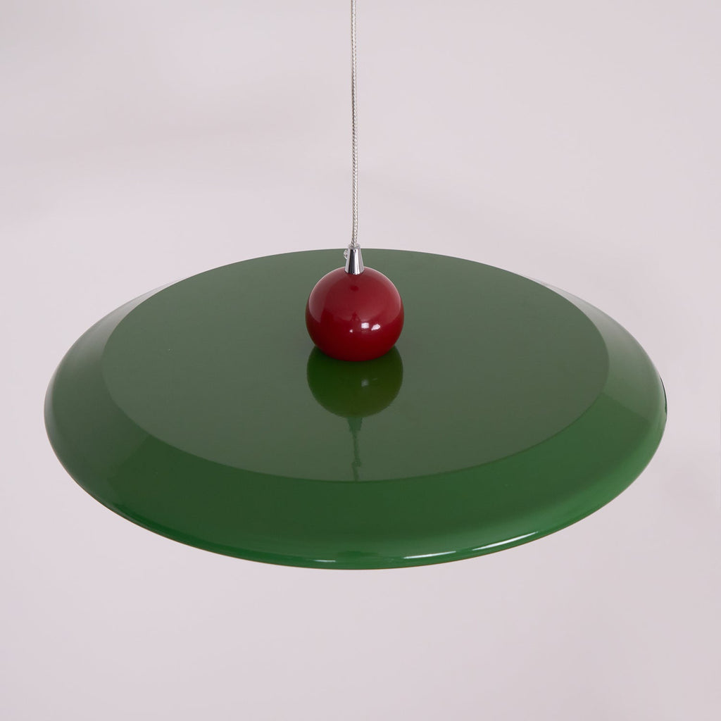 Lustra Lampe Pendante Disque Acrylique Blanc Bord Vert Rouge Audacieux - Neutralighting