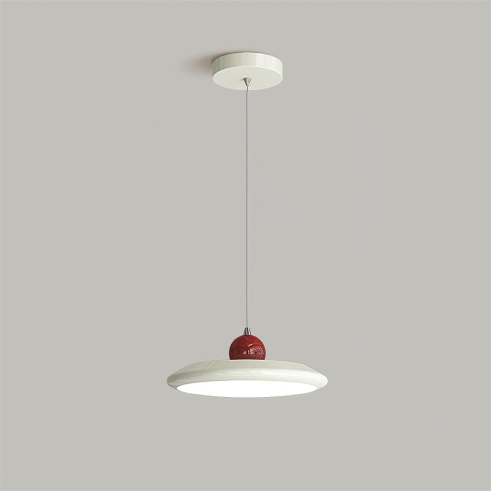Lustra Lampe Pendante Disque Acrylique Blanc Bord Vert Rouge Audacieux - Neutralighting