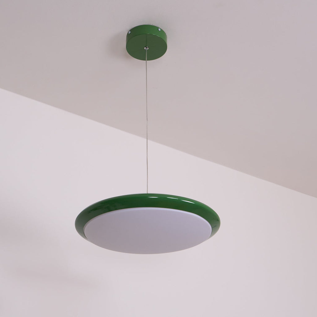 Lustra Lampe Pendante Disque Acrylique Blanc Bord Vert Rouge Audacieux - Neutralighting