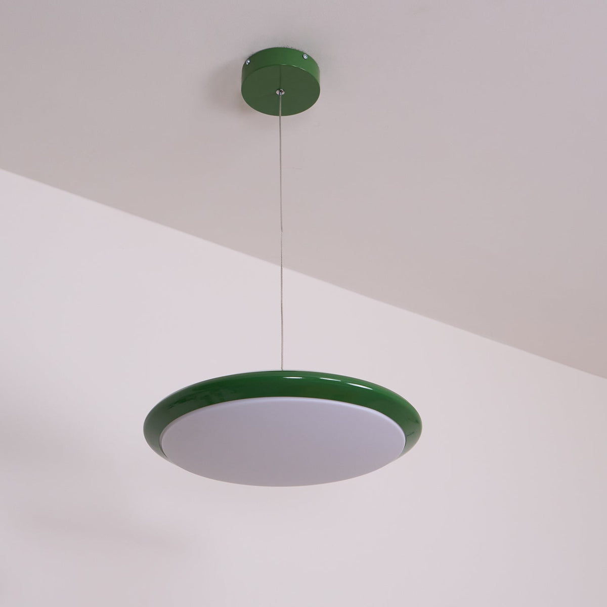 Lustra Lampe Pendante Disque Acrylique Blanc Bord Vert Rouge Audacieux - Neutralighting