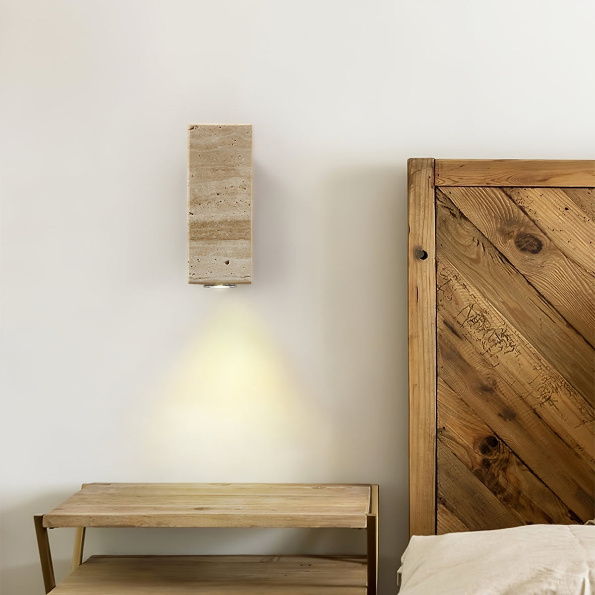 Celore Cylindre-Bois Travertin Luminaire Mural - Neutralighting
