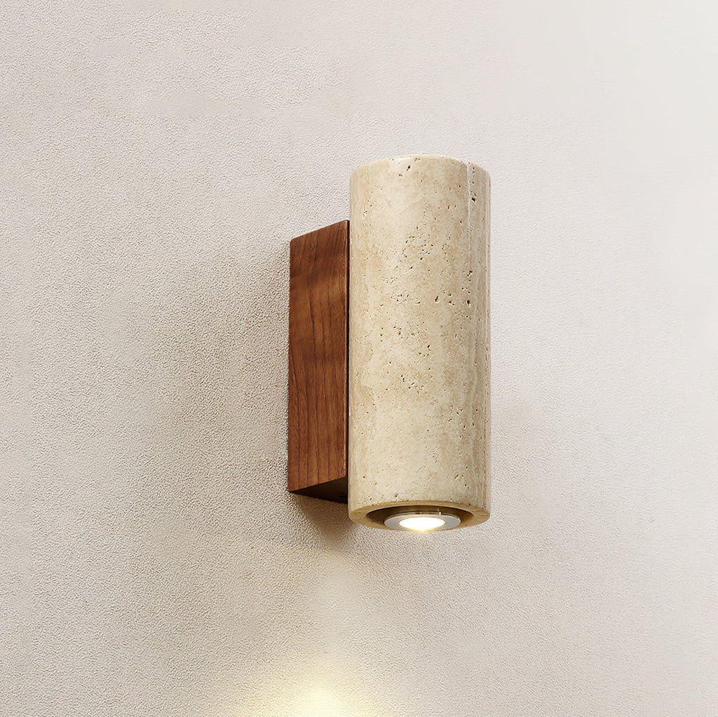 Celore Cylindre-Bois Travertin Luminaire Mural - Neutralighting