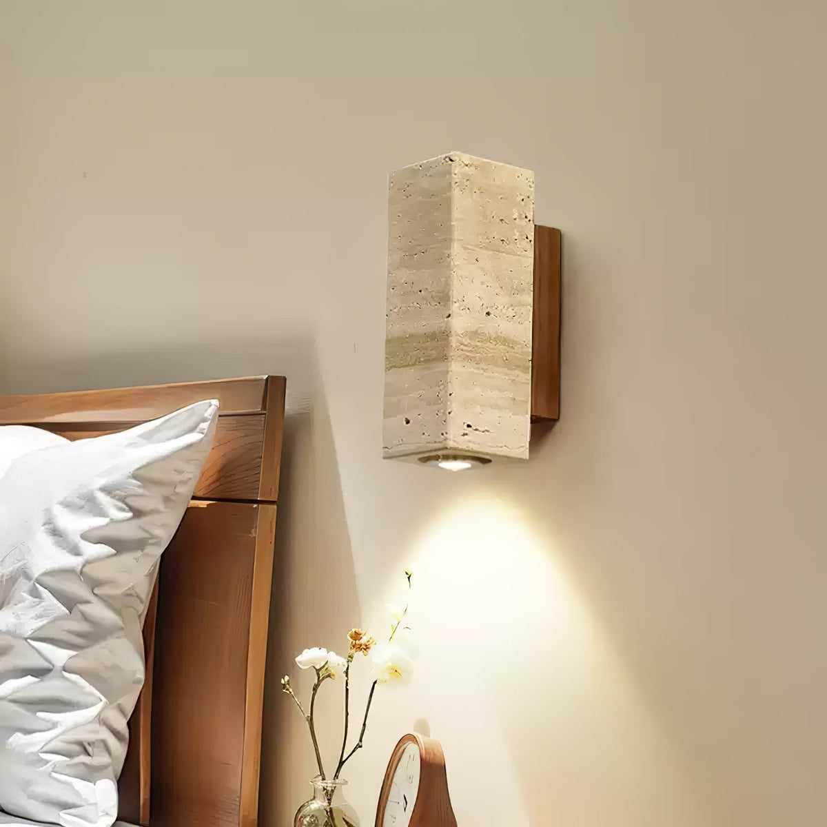 Celore Cylindre-Bois Travertin Luminaire Mural - Neutralighting