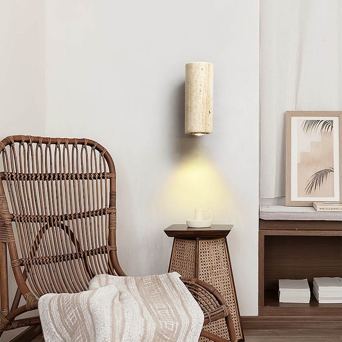 Celore Cylindre-Bois Travertin Luminaire Mural - Neutralighting