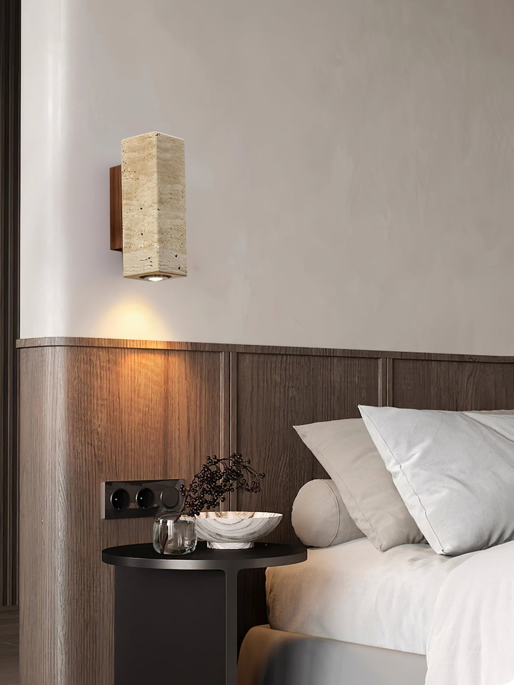 Celore Cylindre-Bois Travertin Luminaire Mural - Neutralighting