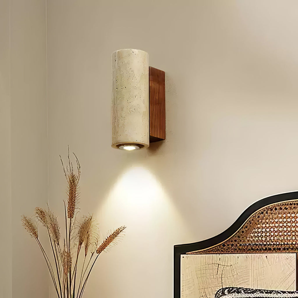Celore Cylindre-Bois Travertin Luminaire Mural - Neutralighting