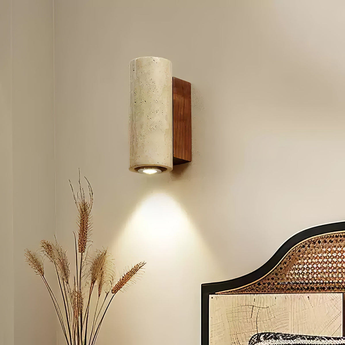 Celore Cylindre-Bois Travertin Luminaire Mural - Neutralighting
